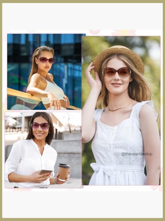 4 Pack Retro Cat Eye Oversized Sunglasses UV400 Protection Plastic main image 6